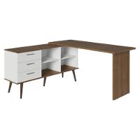 Mesa De Escritório Em L 3 Gavetas Lisboa Madesa Xa Branco/rustic - 9