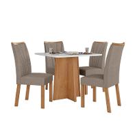 Mesa 0,90 Celebrare Com 4 Cadeiras Apogeu Suede Animale Amendoa Clean/off White - 2