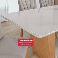 Mesa 1,70 Apogeu Com Vidro + 06 Cadeiras Apogeu Tecido Veludo Liso Capuccino Amendoa Cle/off - 5