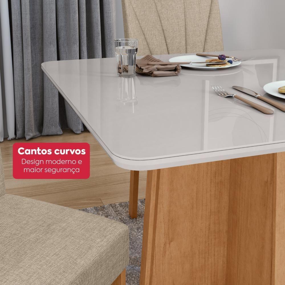 Mesa 0,90 Celebrare Com 4 Cadeiras Apogeu Tecido Linho Rinzai Bege Amendoa Clean/off White - 5