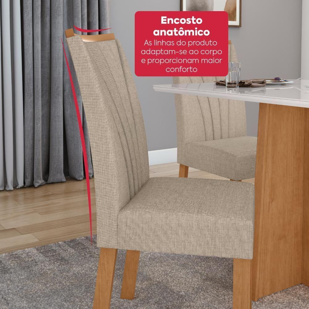 Mesa 0,90 Celebrare Com 4 Cadeiras Apogeu Tecido Linho Rinzai Bege Amendoa Clean/off White - 7