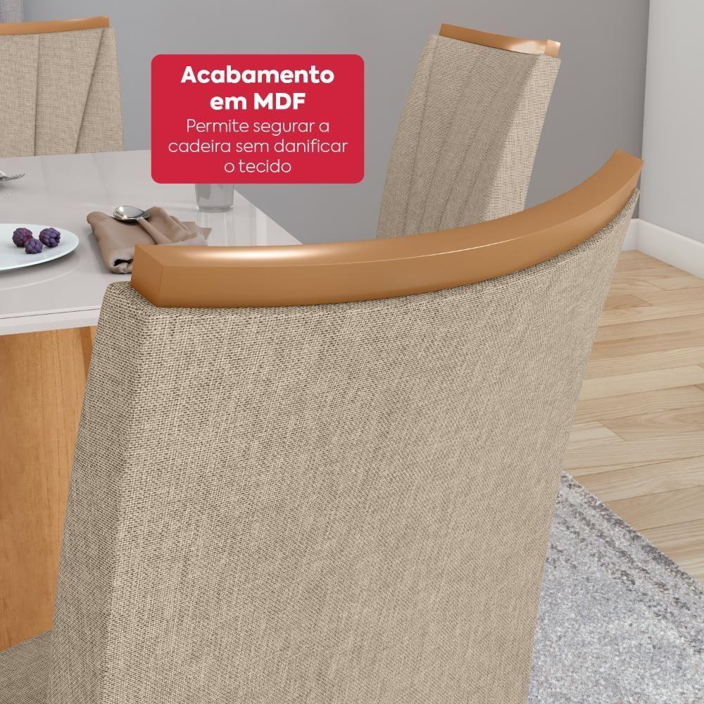 Mesa 0,90 Celebrare Com 4 Cadeiras Apogeu Tecido Linho Rinzai Bege Amendoa Clean/off White - 8