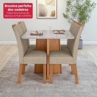 Mesa 0,90 Celebrare Com 4 Cadeiras Apogeu Tecido Linho Rinzai Bege Amendoa Clean/off White - 6