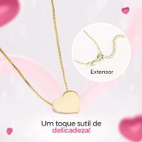 Colar Feminino Dourado Banhado Ouro Aço Pingente Coração - 2