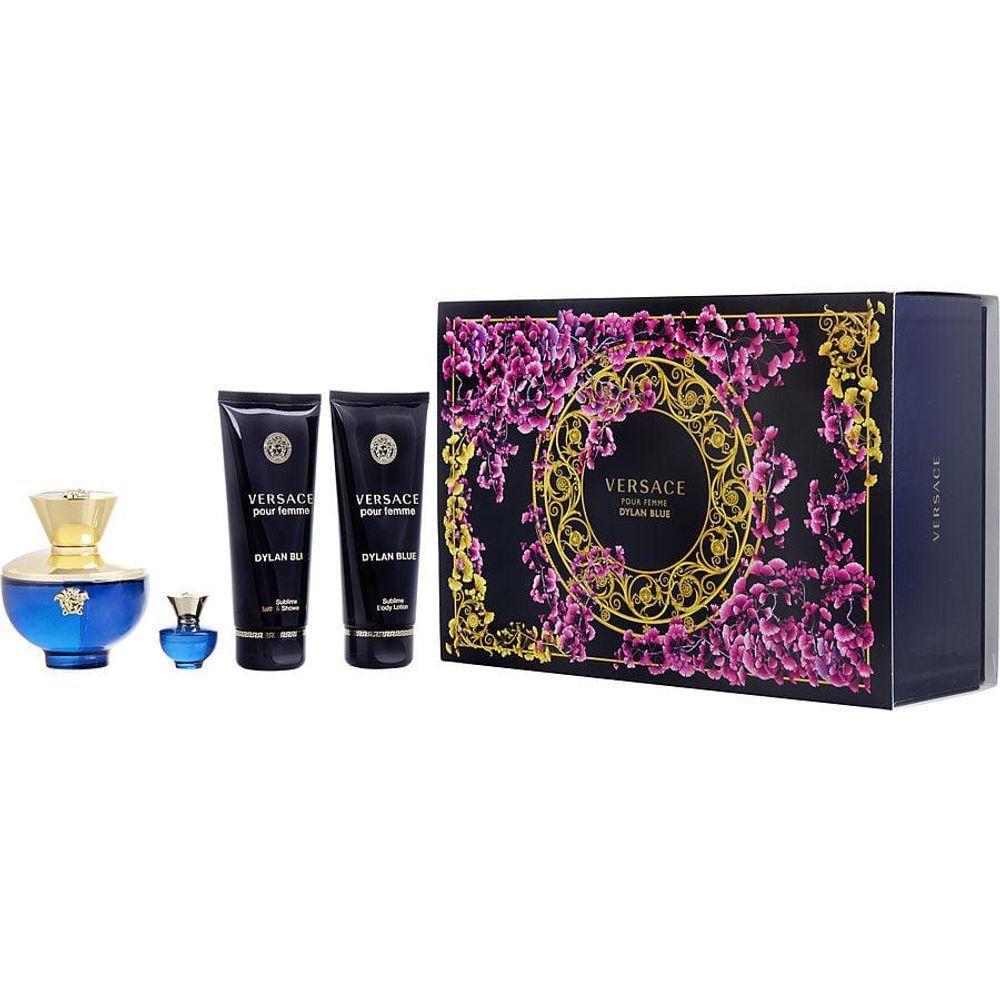 Perfume Feminino Gianni Versace Dylan Blue Edp Spray 100 ml&loção Corporal Gel Banho 5 Mini - 1