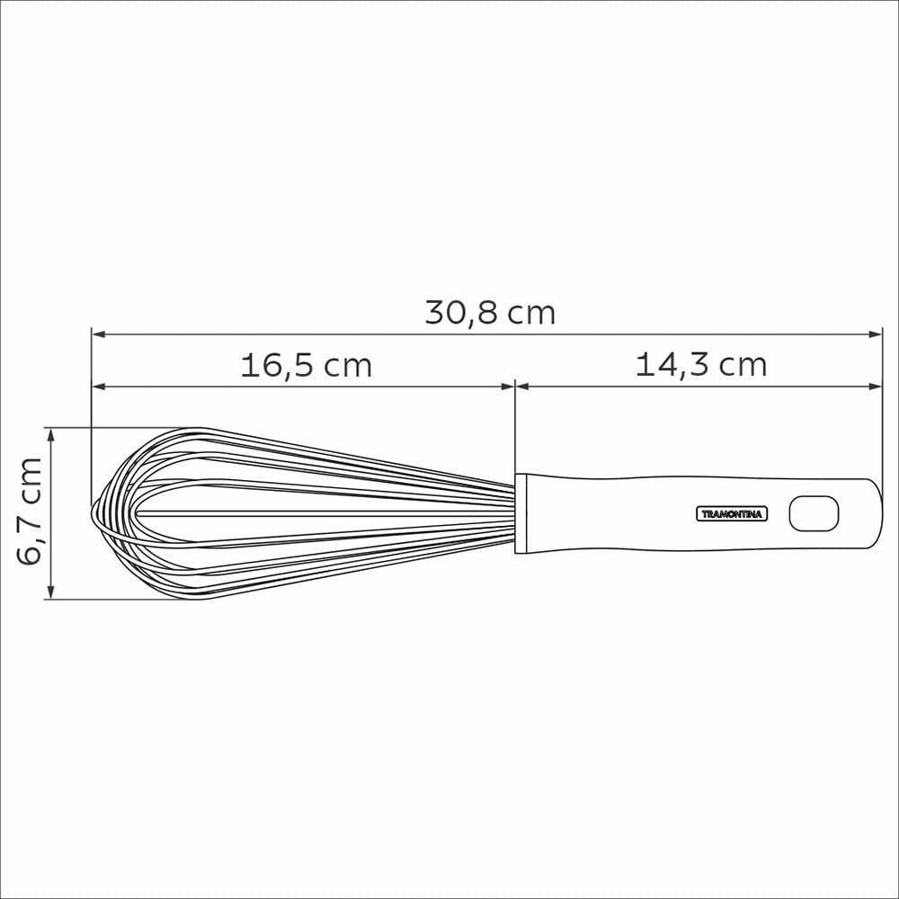 Batedor Manual Profissional Em Inox Com Cabo Em Polipropileno Branco 30cm Tramontina - 4