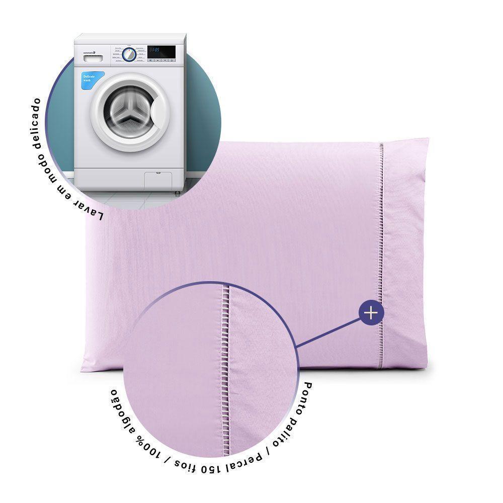Fronha Avulsa 70cm X 50cm 1 Peça Paris Percal 150 Fios 100% Algodão - Lilás - 2