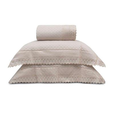 Cobre Leito Bordare Premium Com Porta Travesseiro Appel Rosa Secrets - Casal