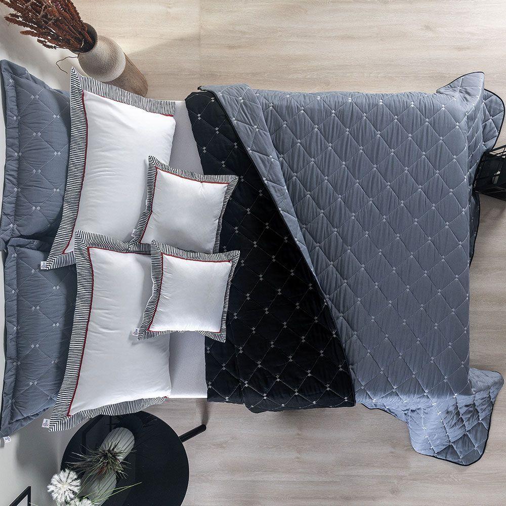 Kit Cobre Leito Dupla Face Casal Queen Bordado Renove 7 Peças Hipercal 400 Fios 100% Poliéster - Cinza - 6