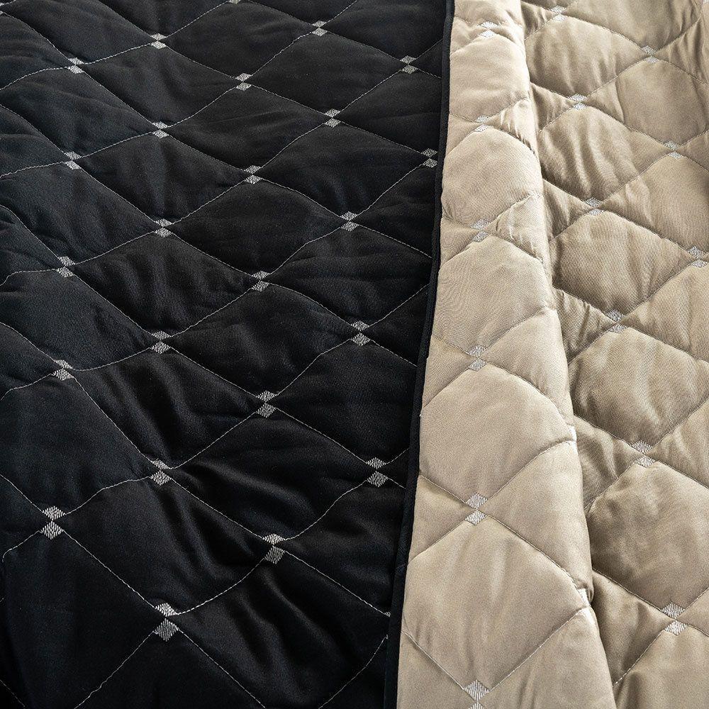 Kit Cobre Leito Dupla Face Casal Queen Bordado Renove 7 Peças Hipercal 400 Fios 100% Poliéster - Cáqui - 6