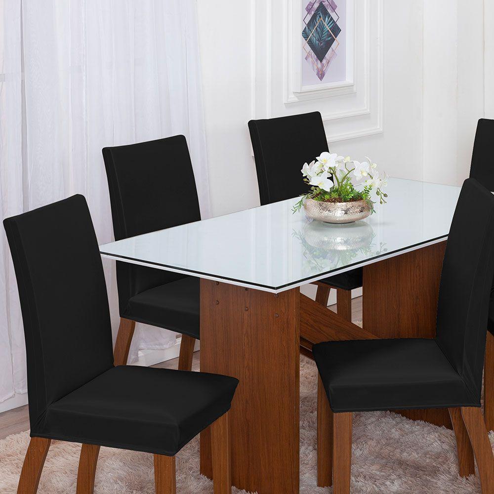 Kit 04 Capas Para Cadeiras Mr 4 Lugares Malha Gel 100% Poliéster - Preto - 6