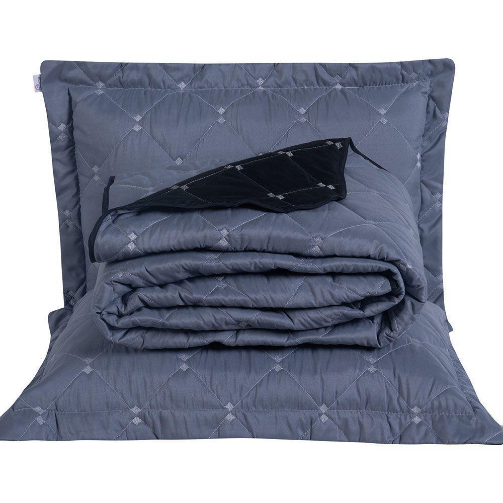 Kit Cobre Leito Dupla Face Casal Padrão Bordado Renove 7 Peças Hipercal 400 Fios 100% Poliéster - Cinza - 8