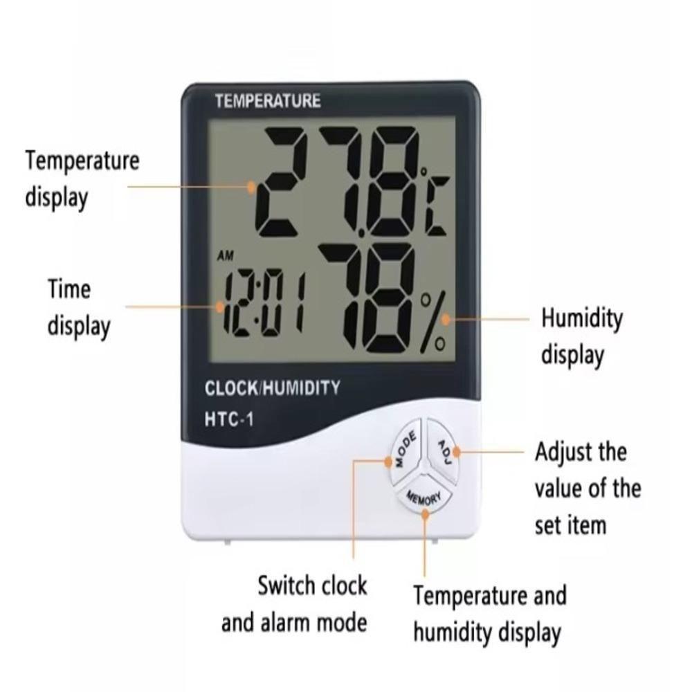 Termometro Digital Relogio Medidor Temperatura Umidade Multifuncional - 2