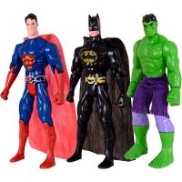 Kit Trio Brinquedos Incrível Hulk Batmam Super Homem 29cm - 1