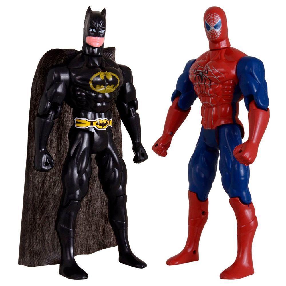 Kit Dupla De Heróis Homem Aranha Batmam Traje Articuláveis - 2