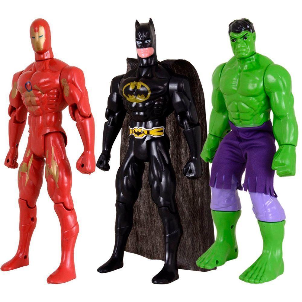 Kit Trio Brinquedo Incrível Hulk Batmam Traje Homem De Ferro - 1