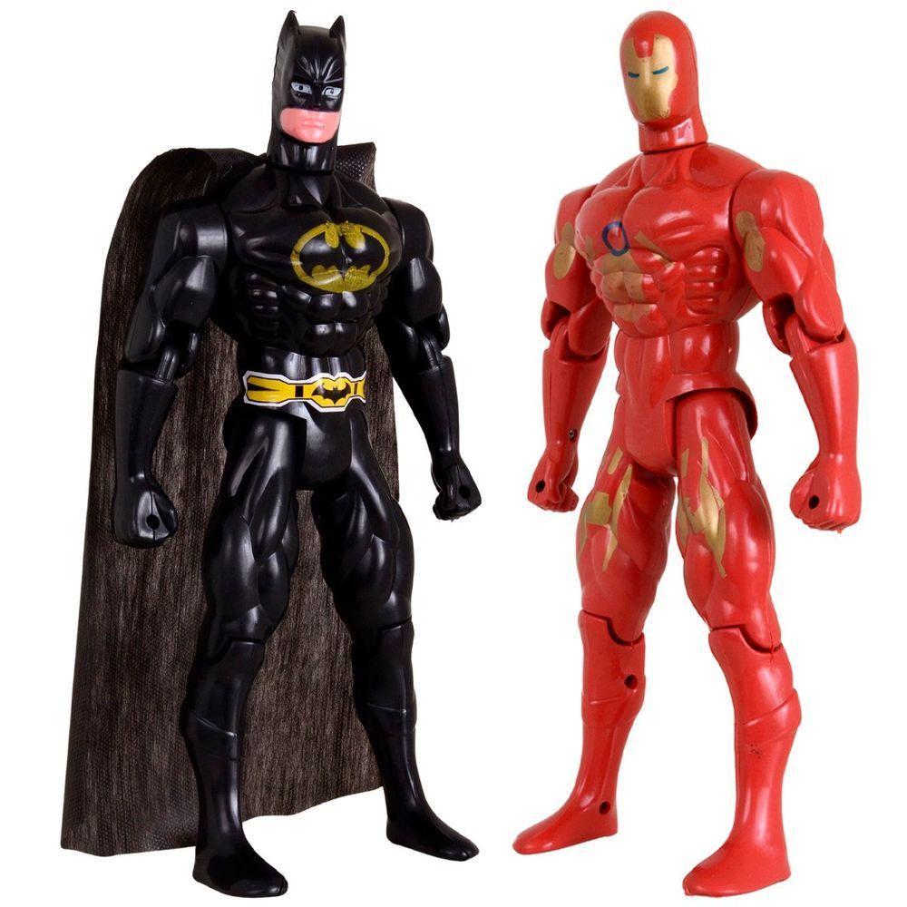 Kit Dupla De Heróis Homem De Ferro Batmam Traje Articuláveis - 1