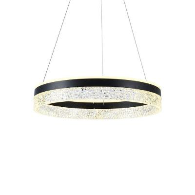 Lustre Pendente Taschibra Crown Led Bivolt Preto 3000k Luz Amarela 15051012