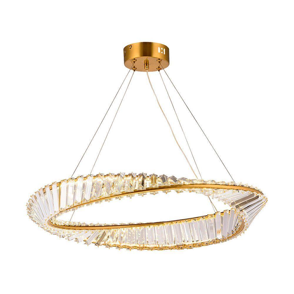 Lustre Pendente Taschibra Revolve Led Bivolt Dourado 3000k Luz Amarela 15051013 - 1