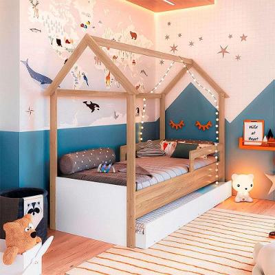 Bicama Casinha Montessoriana Infantil Solteiro Sonho Shop Jm Aveiro Oak Branco