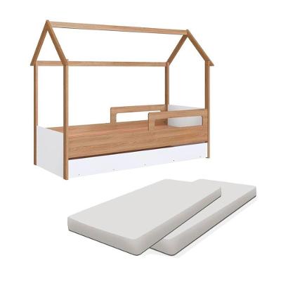 Bicama Casinha Com 2 Colchões Solteiro Sonho Shop Jm Aveiro Oak Branco