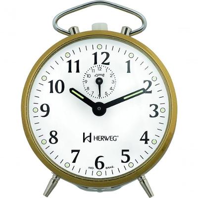 Relógio Despertador Mecânico A Cordas Dourado Herweg 2210-208