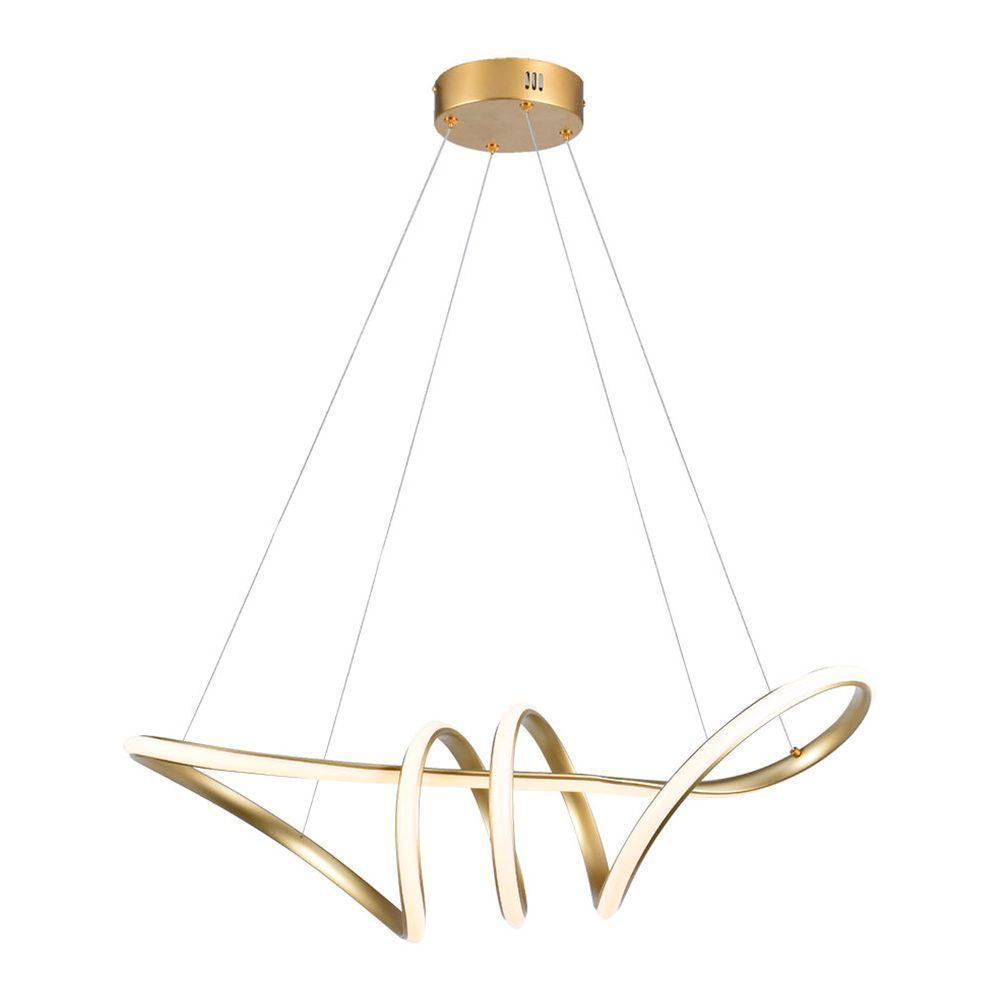 Lustre Pendente Taschibra Loop Led Bivolt Dourado 3000k Luz Amarela 15051051 - 1