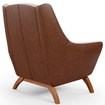 Poltrona Marrom B-38 Linho Cru C-443- Lyam Decor