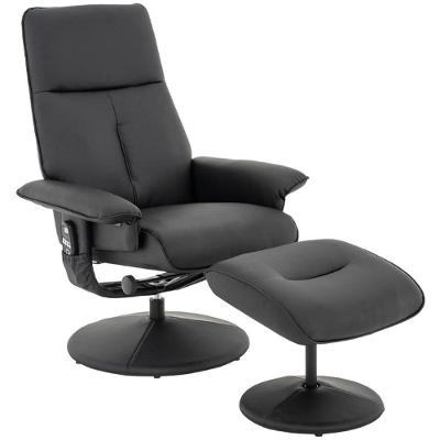Poltrona De Massagem Reclinável Com Apoio Para Pés Holmes R01 Pu Preto - Lyam Decor