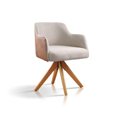 Poltrona Prisma Com Base De Madeira Maciça 65cm Jc Estofados Bege