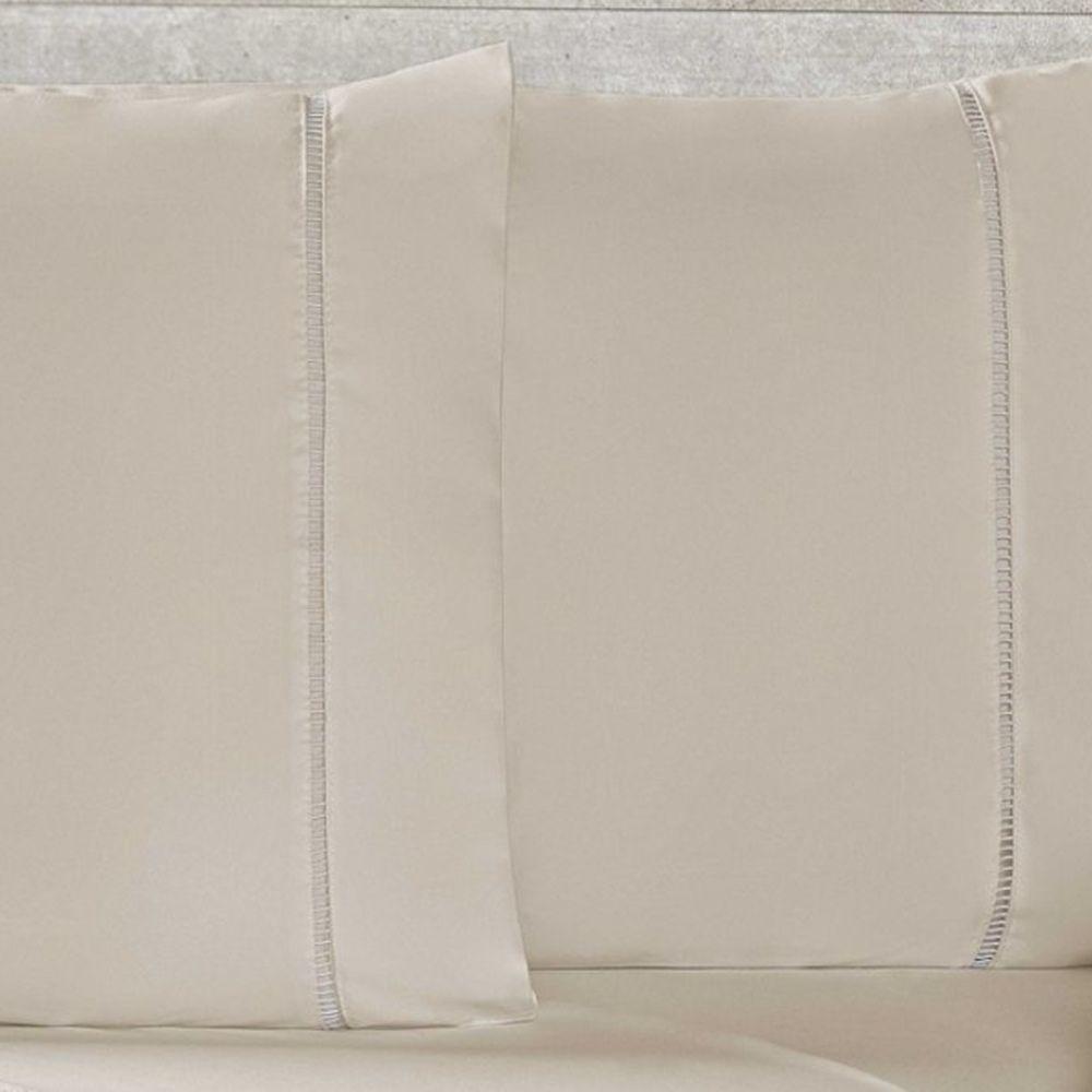 Jogo De Lençol Queen 400 Fios Micropercal Toque De Algodão 4 Peças - Bege - 2