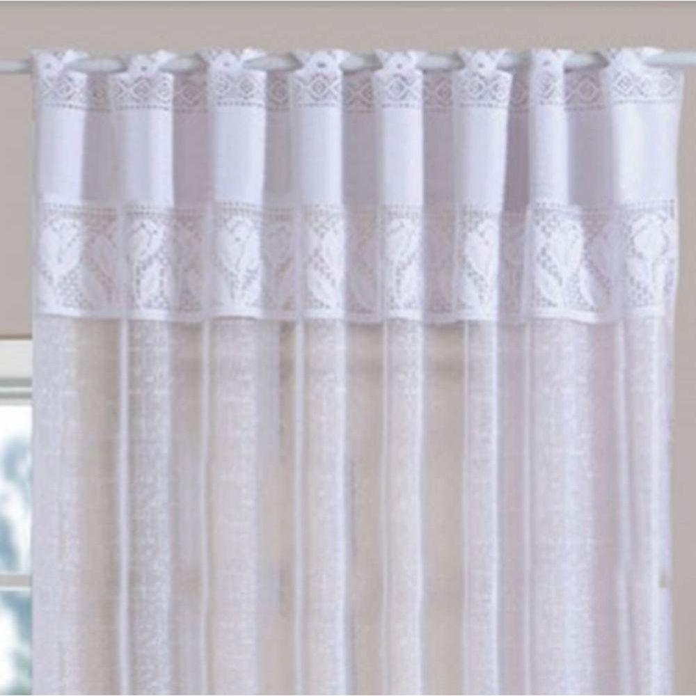 Cortina Para Cozinha Bella Janela Renda Com Bandô 2,20m X 1,25m - Branca - 2