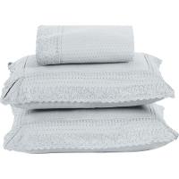 Colcha Queen Home Paris Com Bordado Inglês Micropercal 300 Fios Toque De Algodão 3 Peças - Branco - 1