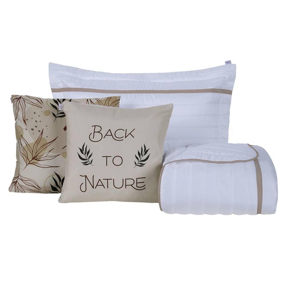 Cobre Leito Solteiro Inove Dupla Face 200 Fios 4 Peças - Nature - 1