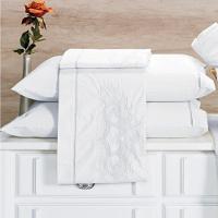 Jogo De Lençol Queen Bordado 100% Algodão 4 Peças Topázio - Branco - 1