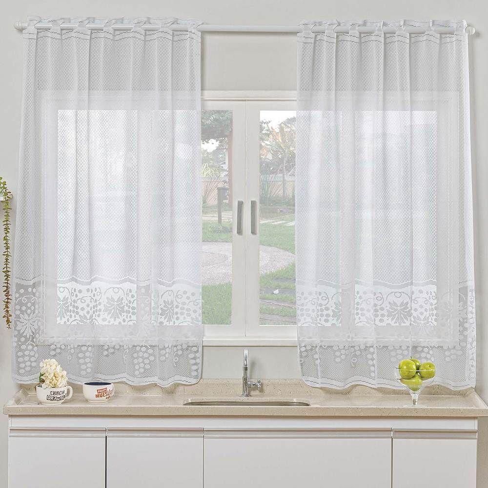 Cortina Para Cozinha Renda Uva Para Varão Simples 1,20m X 2,50m - 1