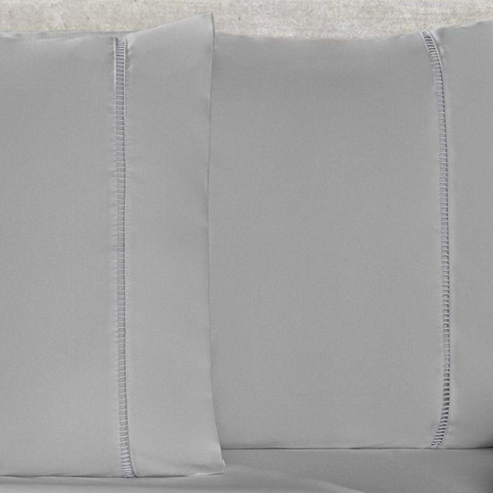 Jogo De Lençol King 400 Fios Micropercal Toque De Algodão 3 Peças - Cinza - 2