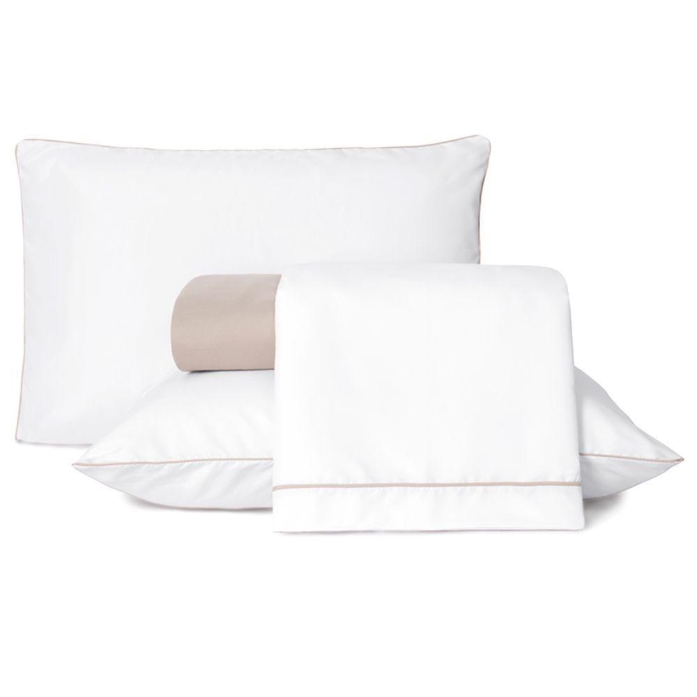 Jogo De Lençol Casal Padrão Linea Micropercal 200 Fios 4 Peças - Bege - 1