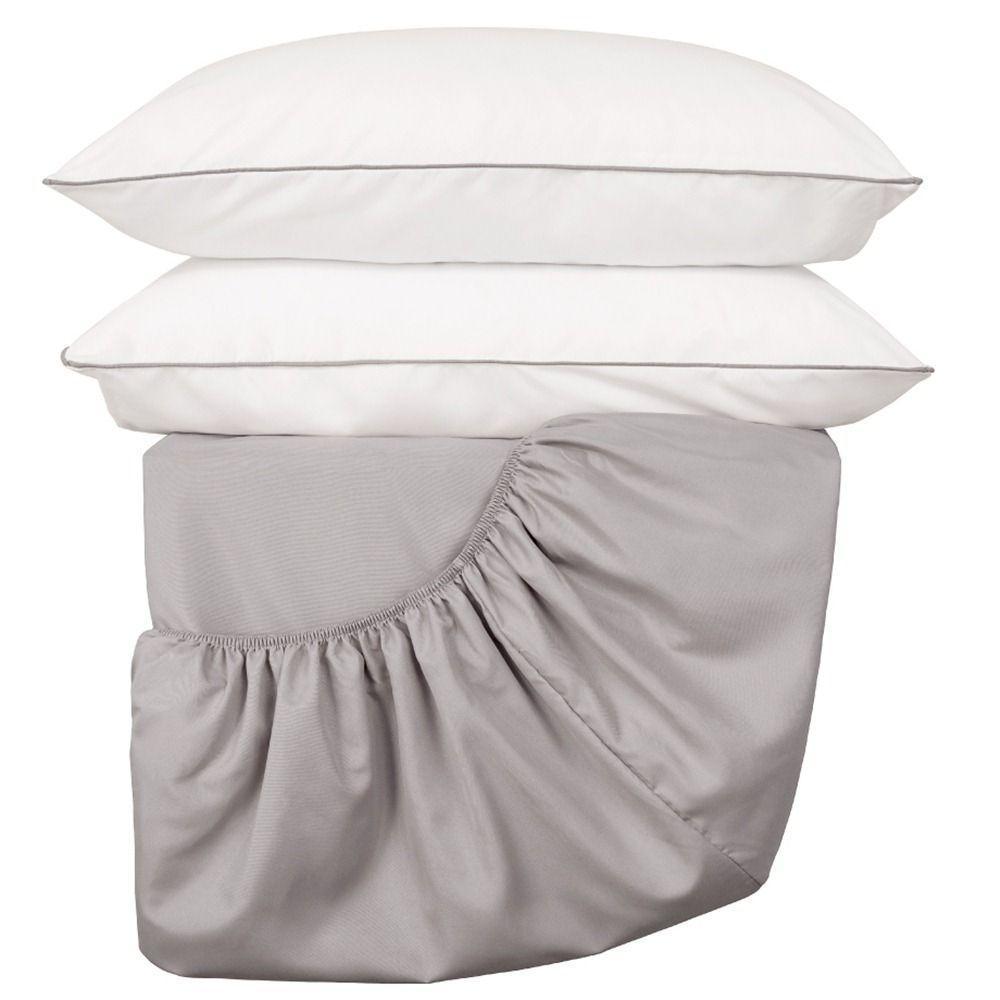 Jogo De Lençol Queen Linea Micropercal 200 Fios 3 Peças - Cinza - 1