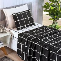 Jogo De Lençol Solteiro Micropercal 200 Fios Dustin 3 Peças - Preto - 100% Poliéster - 1