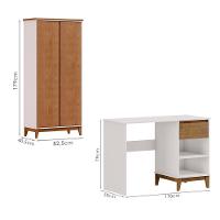 Mesa Escrivaninha E Armario Escritorio Mdf Off White Freijo Milani Store