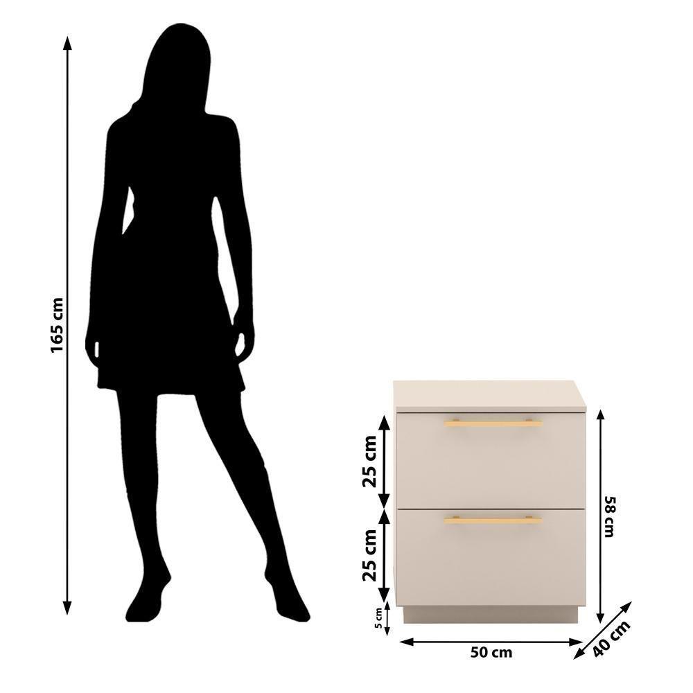 Mesa De Cabeceira 2 Gavetas 50 Cm Dub 50019 Fendi Vlr - 2