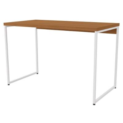 Mesa Escrivaninha Retangular Li002 Industrial MDP 118 cm Branco Canela para Home Office
