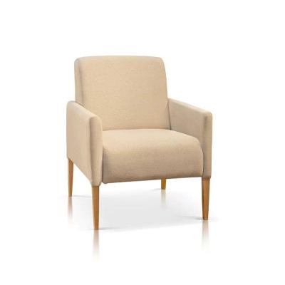 Poltrona Holanda Base De Madeira Maciça 63cm Jc Estofados Bege