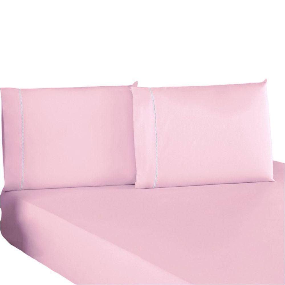 Jogo De Lençol Queen Percal 200 Fios 100% Algodão 3 Peças - Rosa - 1
