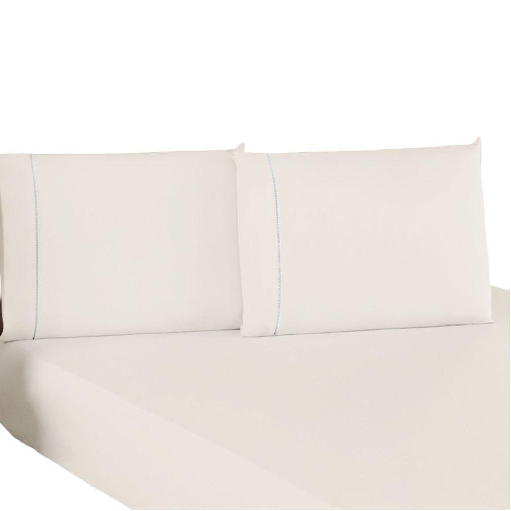 Jogo De Lençol Queen Percal 200 Fios 100% Algodão 3 Peças - Palha - 1