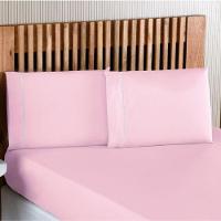 Jogo De Lençol Casal Padrão Percal 200 Fios 100% Algodão 3 Peças - Rosa - 2