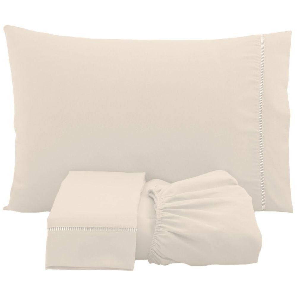 Jogo De Lençol Solteiro Percal 200 Fios 100% Algodão 3 Peças - Palha - 1