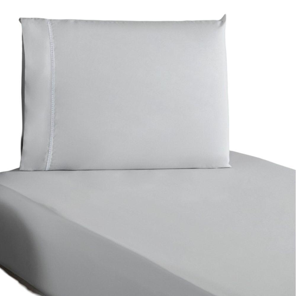 Jogo De Lençol Solteiro Percal 200 Fios 100% Algodão 2 Peças - Cinza - 1