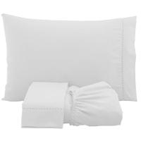 Jogo De Lençol Solteiro Percal 200 Fios 100% Algodão 3 Peças - Branco - 1